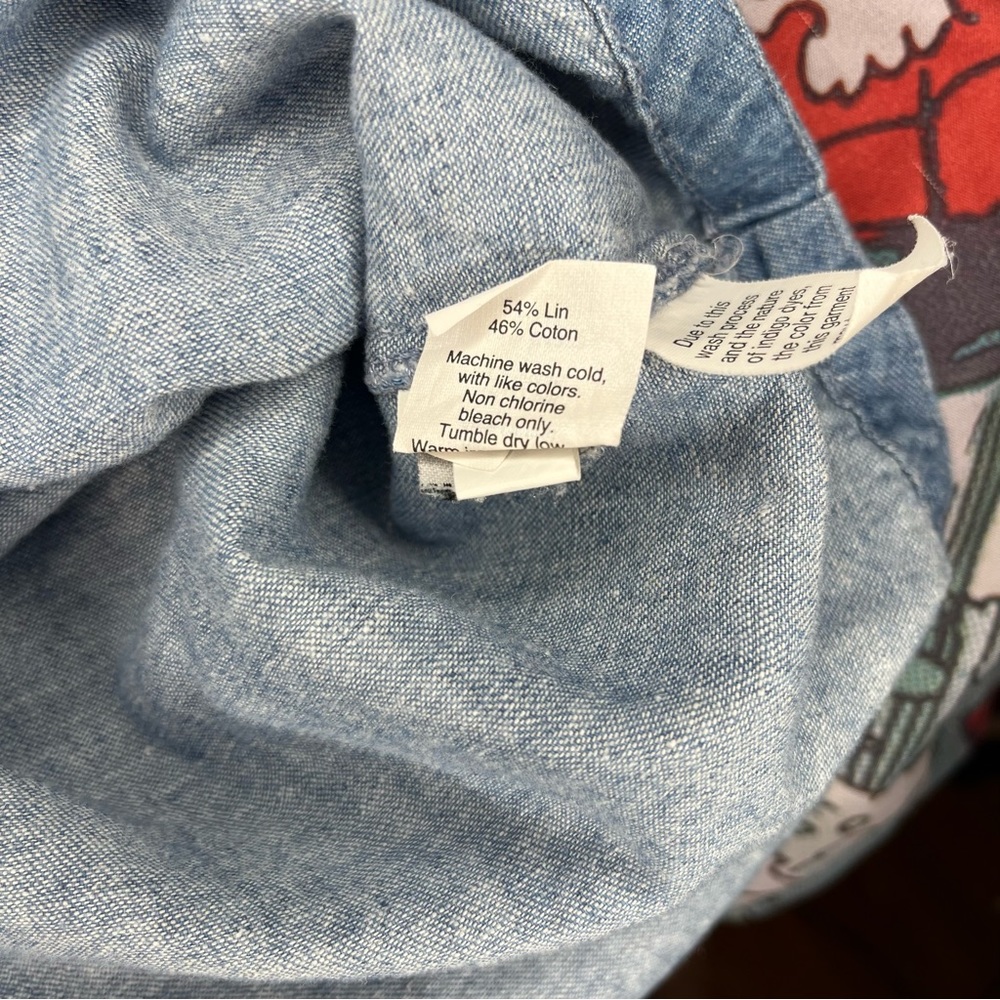 Madewell Cold Shoulder Linen Chambray Top Medium - Picture 6 of 7